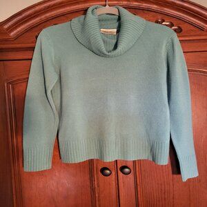 Teal cowl neck sweater - cashmere feel